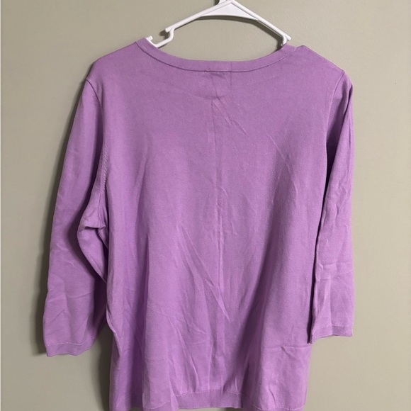 Talbots Plus Size 1X Button Up Cardigan Lightweight Purple Lavender Lilac - Picture 2 of 6